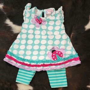 Polka Dot Dress with Striped Leggings